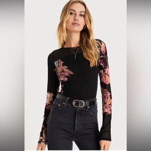 Free People Bettys Garden Top Black Combo